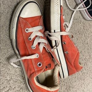 Orange low top all-star converse